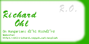 richard ohl business card